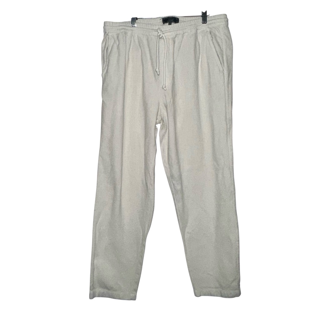 Kith Men’s Cream 100% Cotton Textured Drawstring Straight Leg Casual Pants-Large